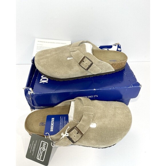 Birkenstock Boston Soft Footbed Taupe Suede Clogs Sandals  42 EU New Damage Box main image 8